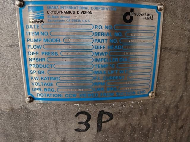 EBARA 10EC-24 LNG Cryogenic Pump | Main Cargo Pump