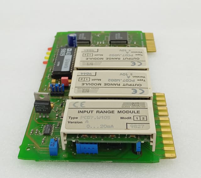 Saia-Burgess PCD4.W100 Analog I/O Module PCB w/ PCD7.W105 Input Module & PCD7.W202 Output Module