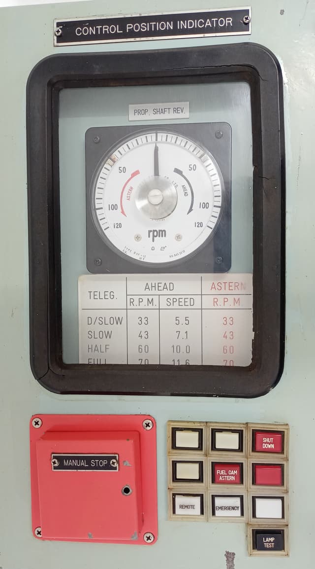 Mitsui Marine Main Engine Control Position Indicator Prop Shaft RPM 120rpm Panel