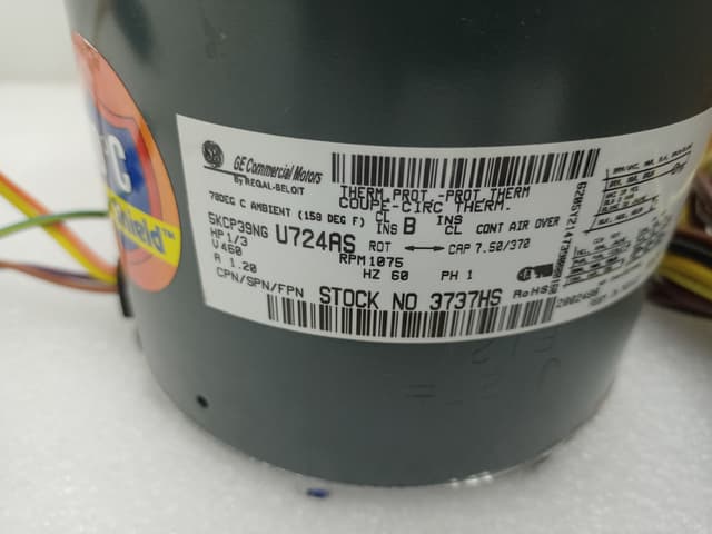GE 5KCP39NG U724AS Motor 1/3 HP 1035 RPM / 70 C (150 F) Ambient / 5KCP39NGU724AS