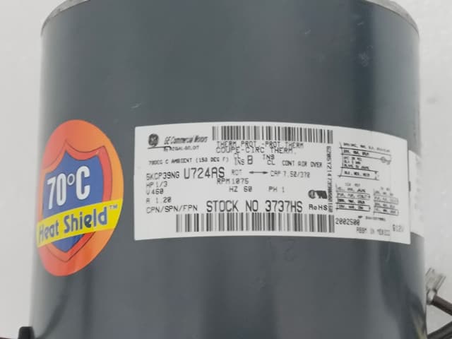 GE 5KCP39NG U724AS Motor 1/3 HP 1035 RPM / 5KCP39NGU724AS / 70 C (150 F) Ambient