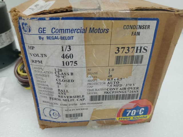 GE 5KCP39NG U724AS Motor 1/3 HP 1035 RPM / 70 C (150 F) Ambient / 5KCP39NGU724AS