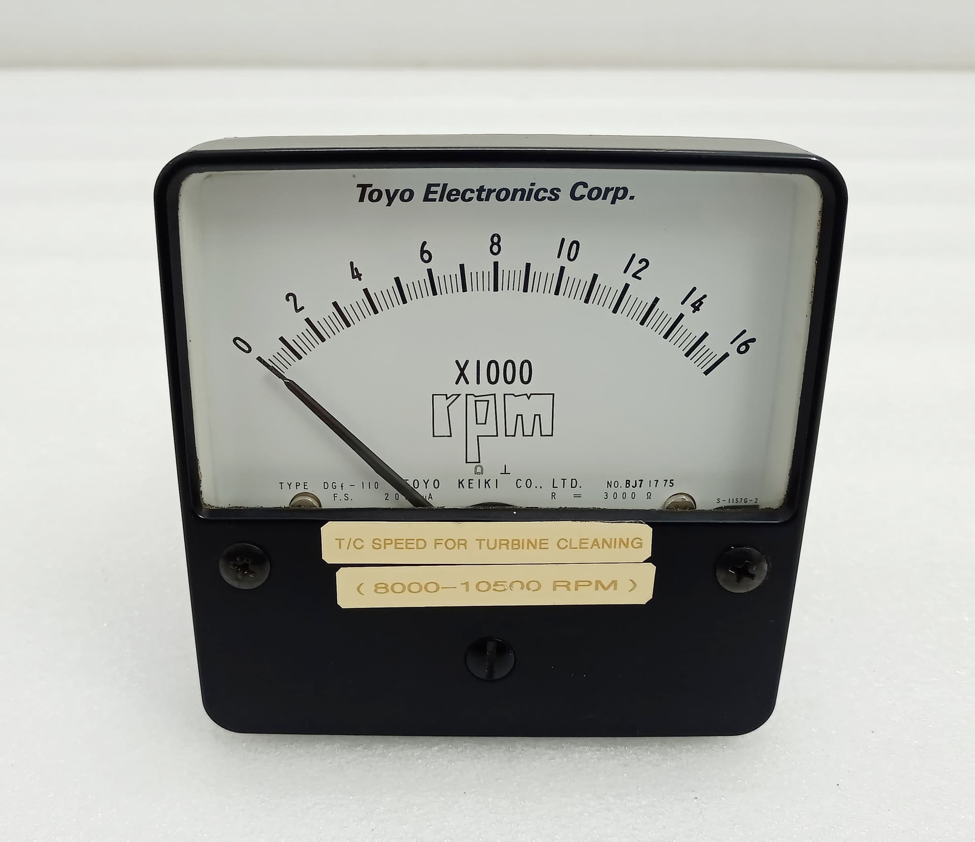 Toyo Electronics 0-16 x1000 RPM Meter DGf-110 w/ FVC-16SN HIGH SPEED TACHOMETER