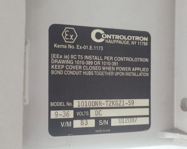 Controlotron Flowmeter Multifunction Ultrasonic System DNR-T2KGZ1-S9/ System 1010