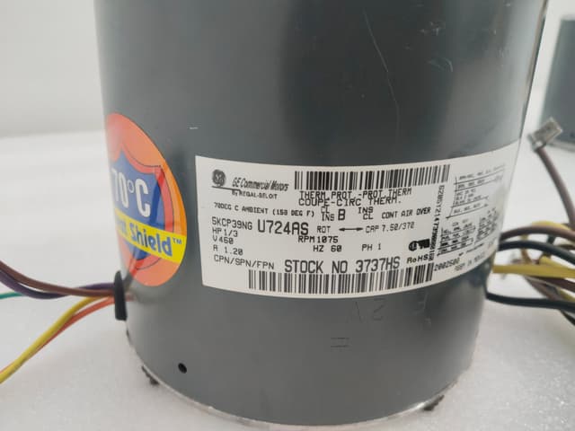 GE 5KCP39NG U724AS Motor 1/3 HP 1035 RPM / 5KCP39NGU724AS / 70 C (150 F) Ambient