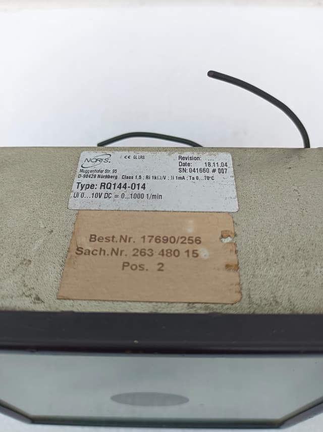 Noris RQ144-014 RPM Indicator 0 – 1000 1 / min UI 0 – 10 V DC