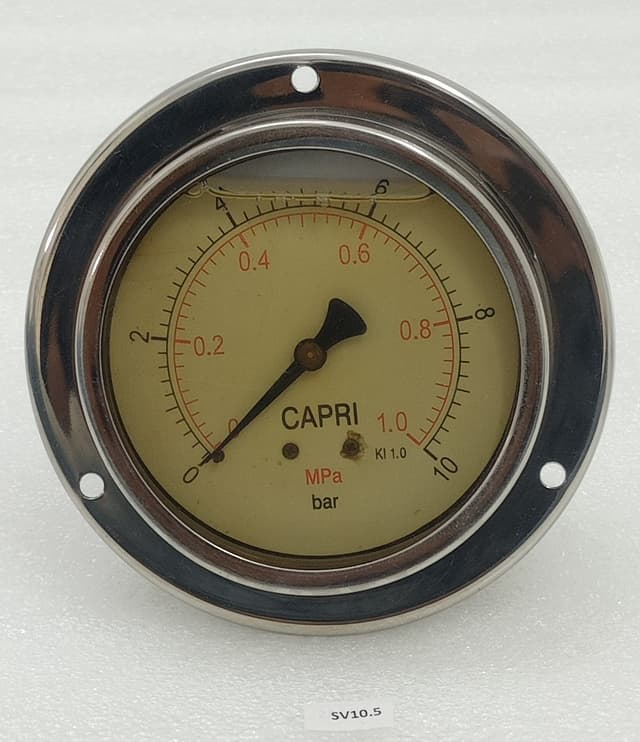 Capri Pressure Gauge 0 to 10 Bar / 0 to 1 Mpa Pressure Gauge Capri / Back Mount