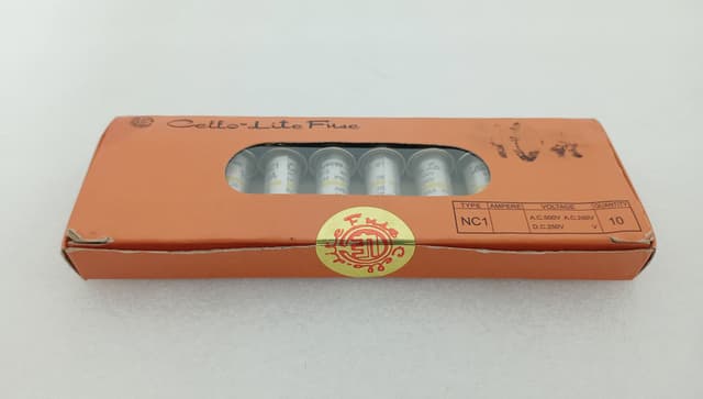 Cello-Lite NC1 Fuse 10A 500VAC 250VDC 20kA Glass Cartridge Fuse Box of 10