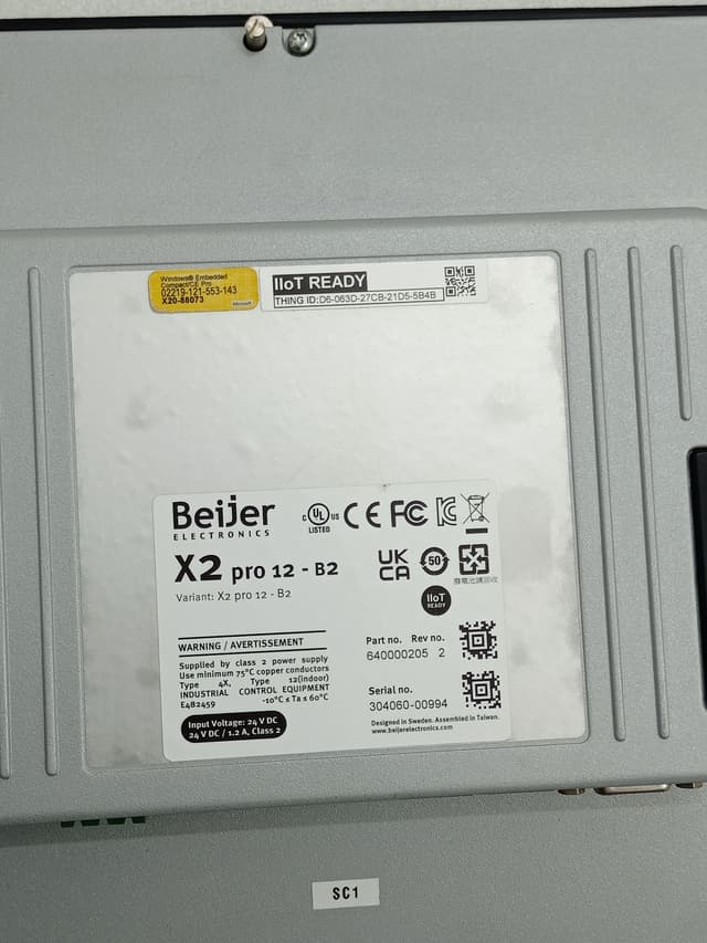 Beijer X2 Pro 12 B2 HMI 640000205 Rev 2 Touch Screen Display 24VDC X20-88073