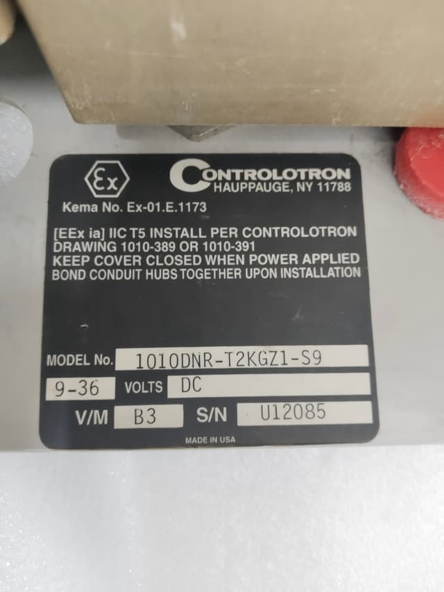 Controlotron 1010 DNR-T2KGZ1-S9 MultiFunction Ultrasonic Flowmeter System 1010