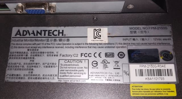 Advantech FPM-2150G Industrial Monitor 15 " Touch Screen Display FPM-2150G-R3AE