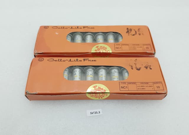 Cello-Lite NC1 Fuse 10A 500VAC 250VDC 20kA Glass Cartridge Fuse Box of 10