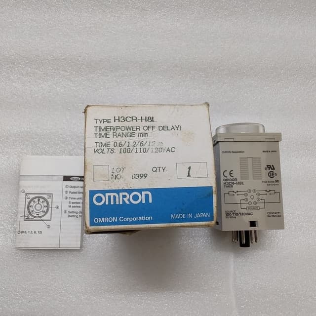 Omron H3CR-H8L Timer 0.6-12 min 100110120VAC 5060Hz  Timer (Power off Delay)
