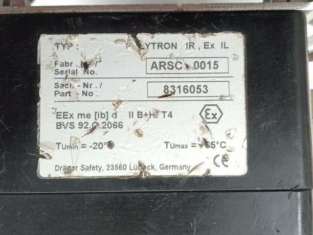 Drager 8316053 Polytron IR EX Gas Detector with Drager 6808990 Ex IR Gas Sensor