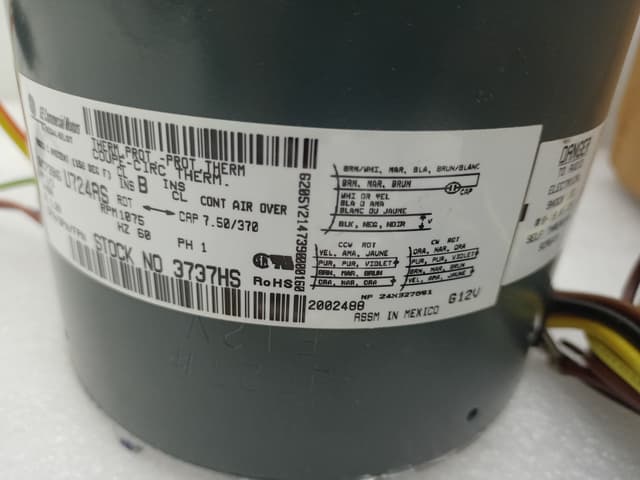 GE 5KCP39NG U724AS Motor 1/3 HP 1035 RPM / 70 C (150 F) Ambient / 5KCP39NGU724AS