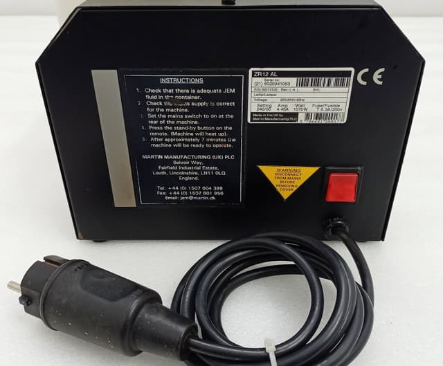 Martin JEM ZR12-AL Professional Fog Machine 220240V 1070W 4.45A Made in UK Used